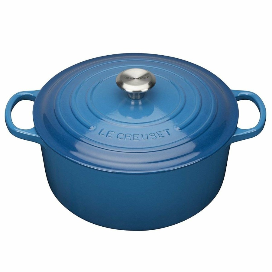 Cookware Sets * | Le Creuset 10-Piece Signature Cookware Set With Stainless Steel Knobs | Marseille Blue