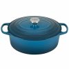 Dutch Ovens & Braisers * | Le Creuset 6.75 Qt. Oval Signature Dutch Oven With Stainless Steel Knob | Deep Teal