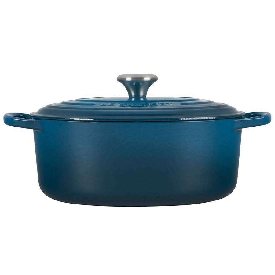 Dutch Ovens & Braisers * | Le Creuset 6.75 Qt. Oval Signature Dutch Oven With Stainless Steel Knob | Deep Teal