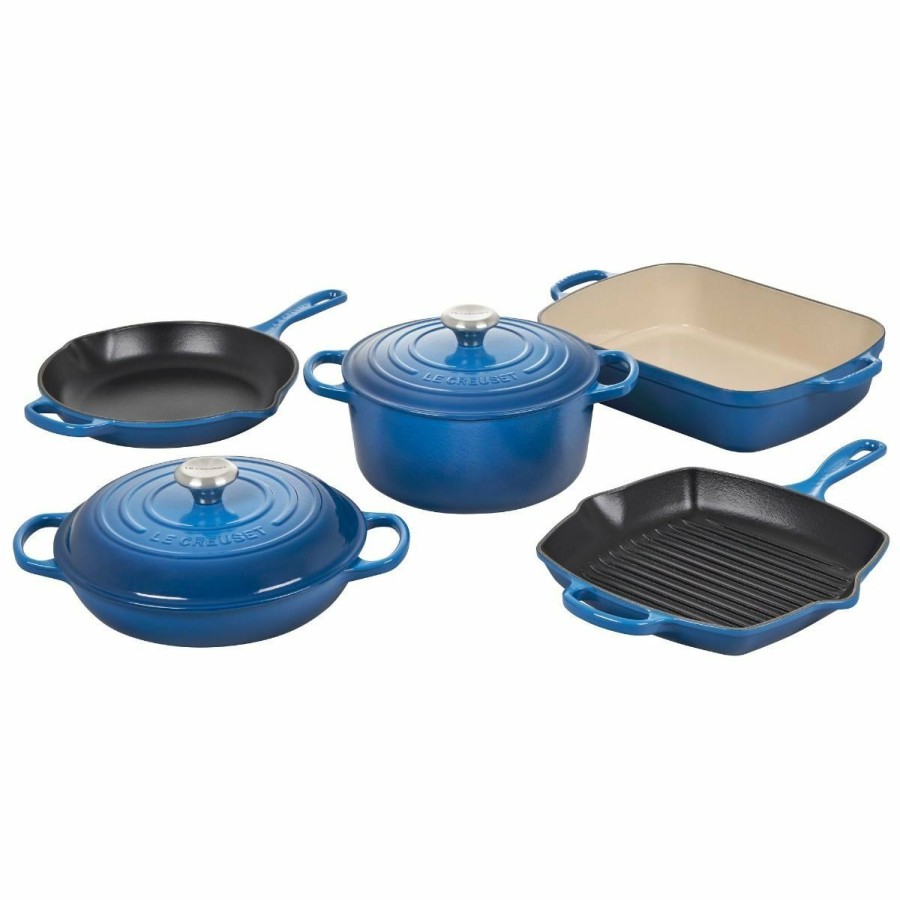 Cookware Sets * | Le Creuset 7-Piece Signature Cookware Set | Marseille Blue