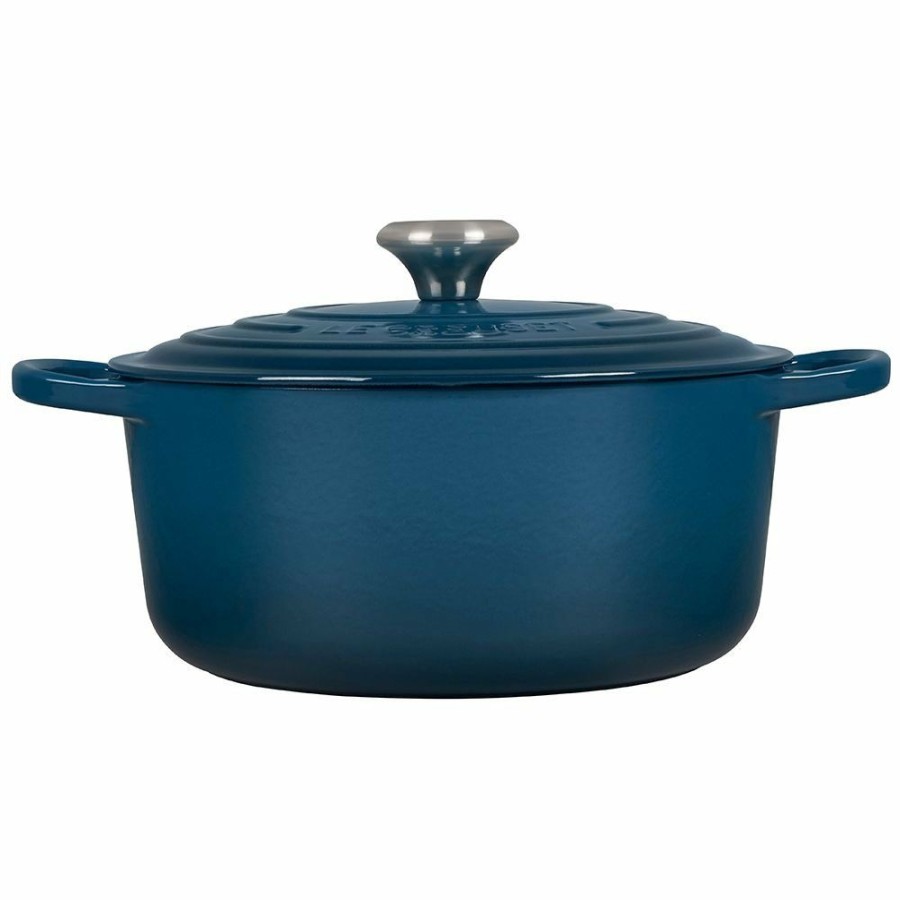 Dutch Ovens & Braisers * | Le Creuset 5.5 Qt. Round Signature Cast Iron Dutch Oven With Stainless Steel Knob | Deep Teal