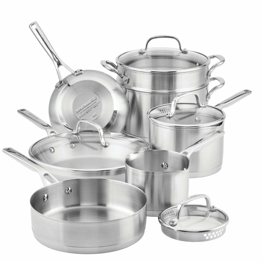 Cookware Sets * | Kitchenaid Non-Electrics Kitchenaid Stainless Steel 3-Ply Cookware Set | 11-Piece