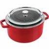 Dutch Ovens & Braisers * | Staub 4 Qt. Round Cocotte/Dutch Oven With Glass Lid | Cherry Red