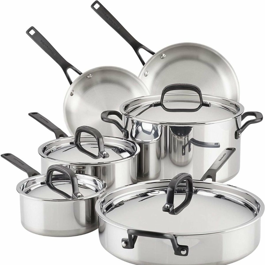 Cookware Sets * | Kitchenaid Non-Electrics Kitchenaid Stainless Steel 5-Ply Cookware Set | 10-Piece