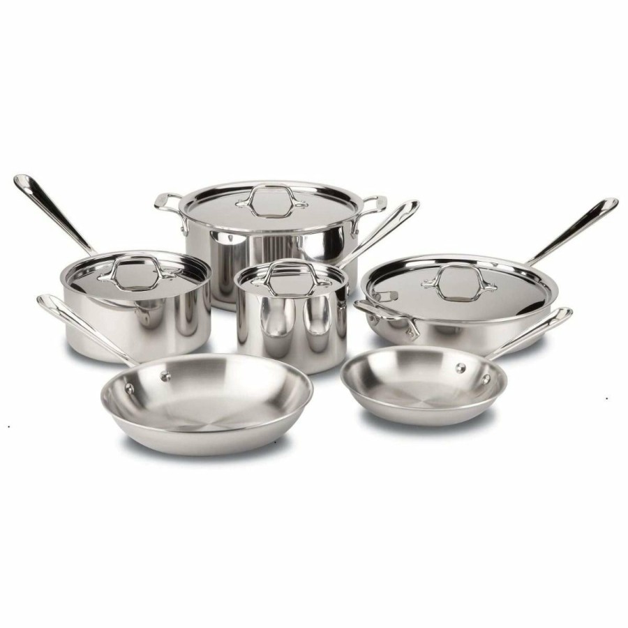 Cookware Sets * | All-Clad D3 Stainless Steel Cookware Set | 10-Piece