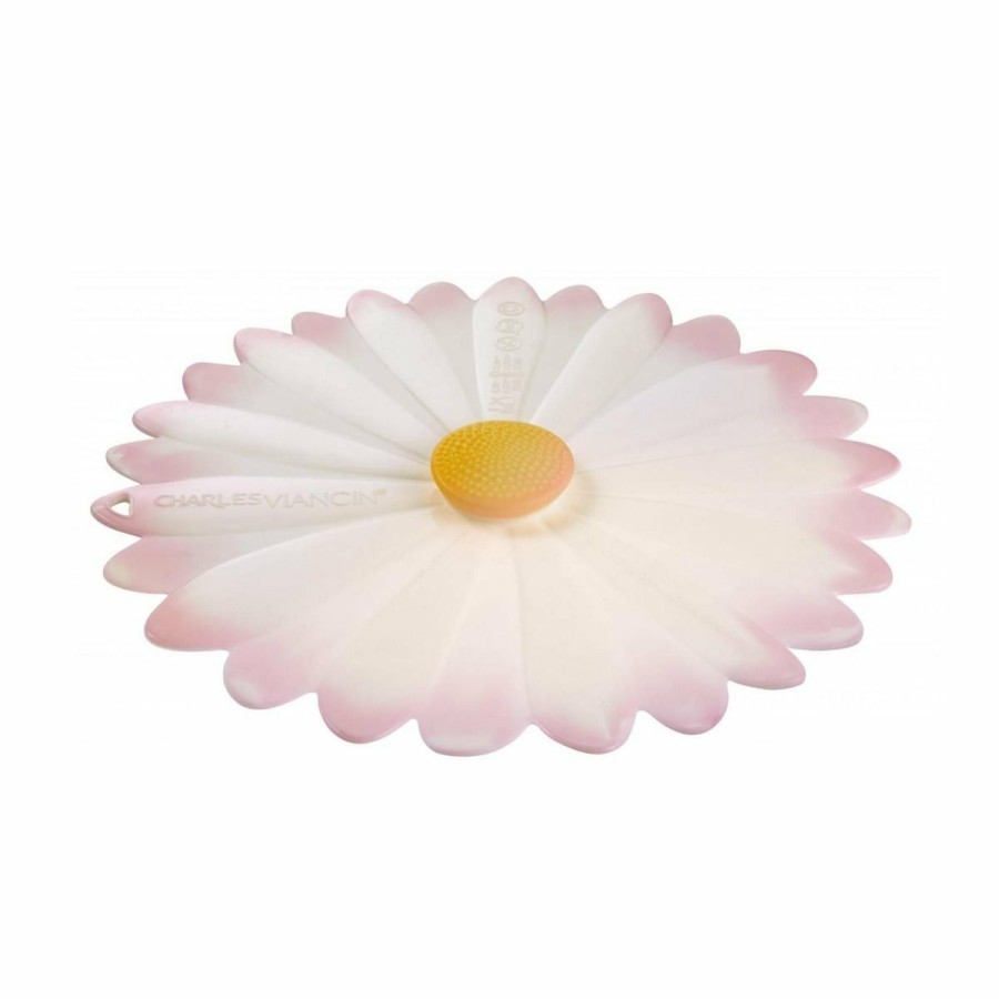 Cookware Lids & Accessories * | Charles Viancin Silicone Lid | 9 Daisy (White With Pink)