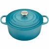 Dutch Ovens & Braisers * | Le Creuset 5.5 Qt. Round Signature Cast Iron Dutch Oven With Stainless Steel Knob | Caribbean Blue