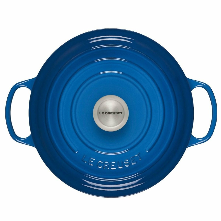 Dutch Ovens & Braisers * | Le Creuset 5.5 Qt. Round Signature Cast Iron Dutch Oven With Stainless Steel Knob | Marseille Blue