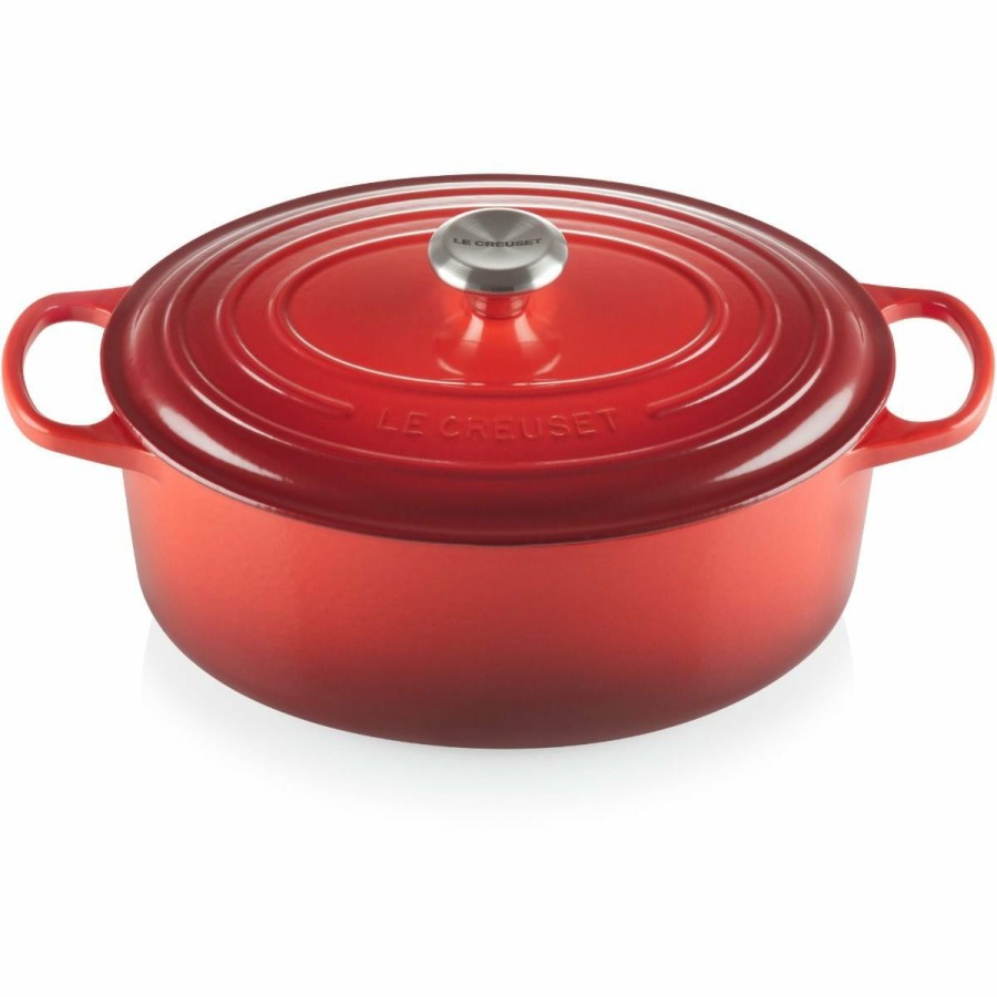 Dutch Ovens & Braisers * | Le Creuset 6.75 Qt. Oval Signature Dutch Oven With Stainless Steel Knob | Cerise/Cherry Red