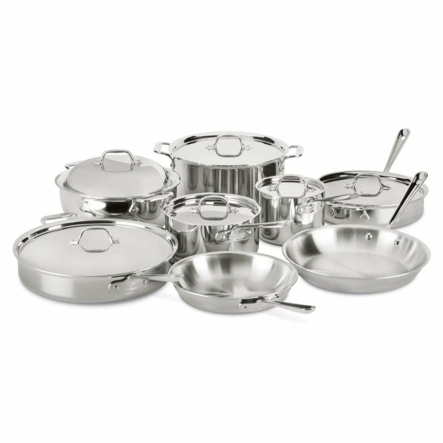 Cookware Sets * | All-Clad D3 Stainless Steel Cookware Set | 14-Piece