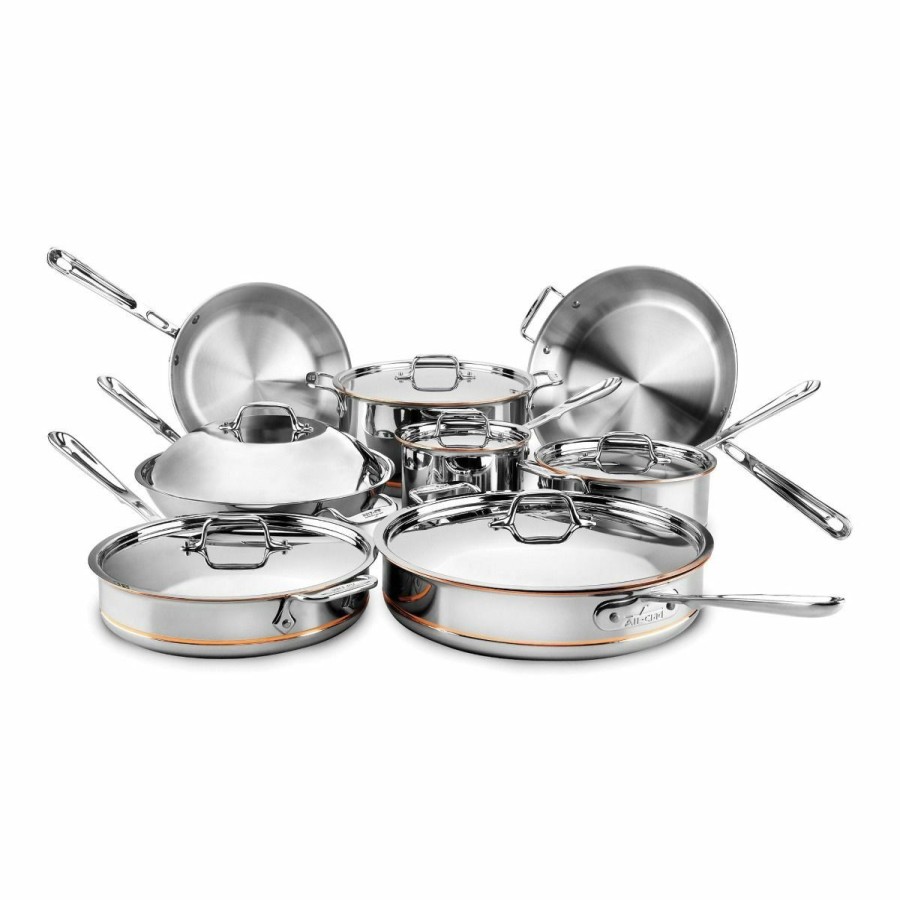 Cookware Sets * | All-Clad Copper Core 5-Ply Bonded Stainless Steel Cookware Set | 14-Piece