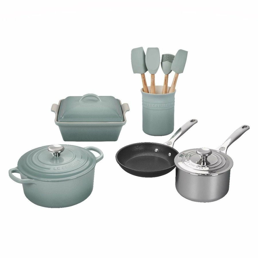 Cookware Sets * | Le Creuset 12-Piece Mixed Material Set | Sea Salt