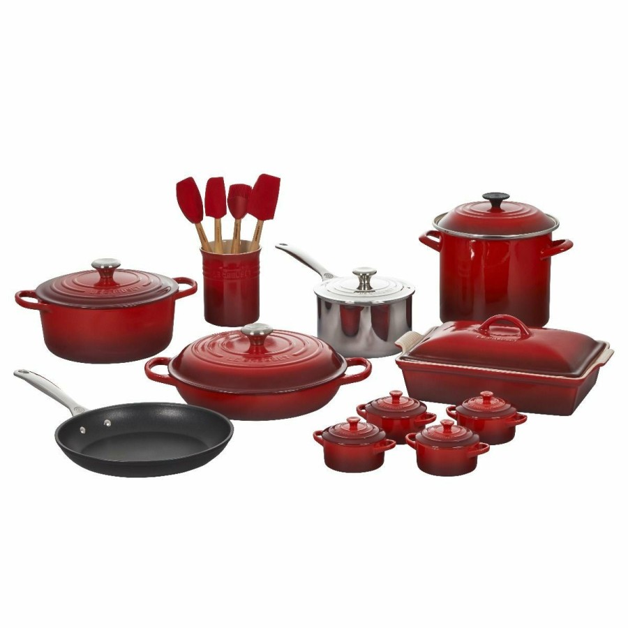 Cookware Sets * | Le Creuset 20-Piece Mixed Material Cookware Set | Cerise