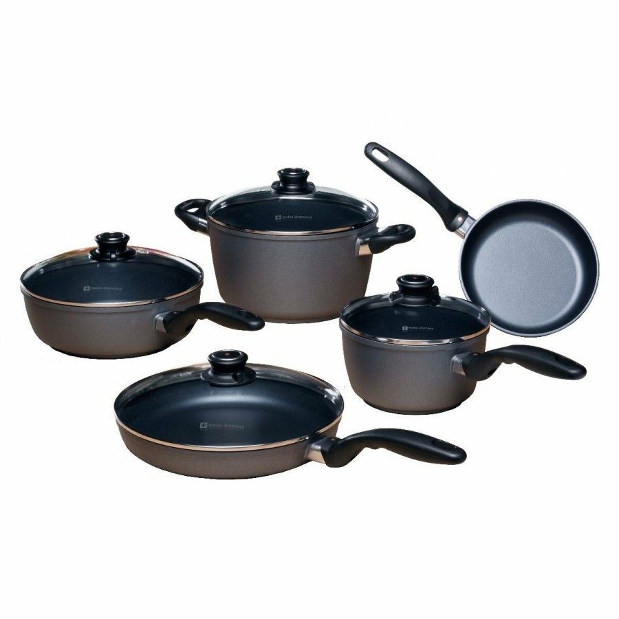 Cookware Sets * | Swiss Diamond | Hd 9-Piece Set Kitchen Essentials Set