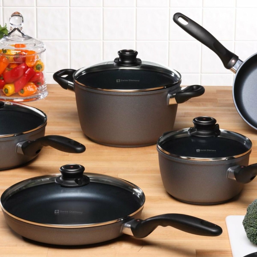 Cookware Sets * | Swiss Diamond | Hd 9-Piece Set Kitchen Essentials Set