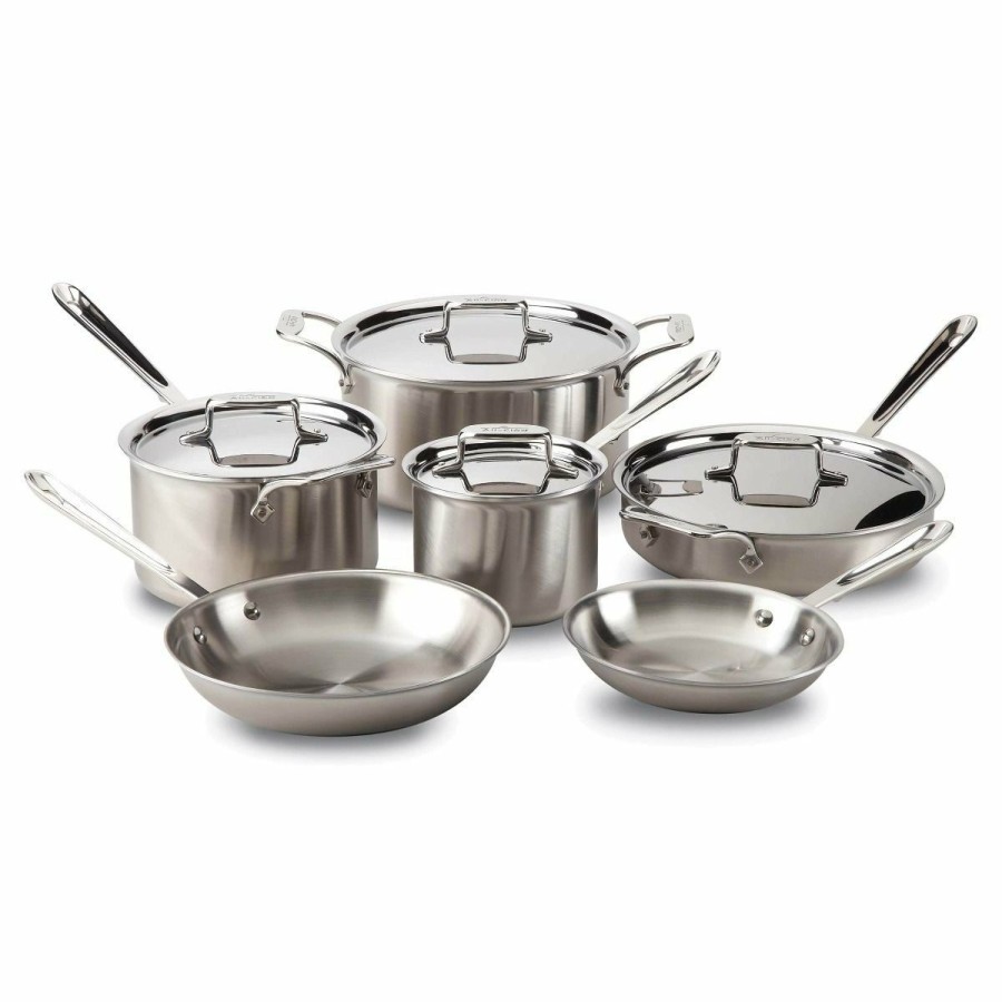 Cookware Sets * | All-Clad D5 Brushed Stainless Steel Cookware Set | 10-Piece