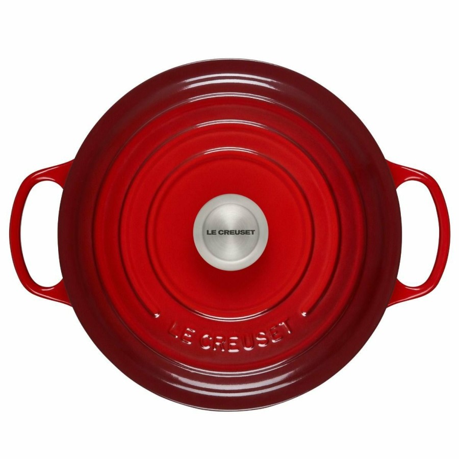 Dutch Ovens & Braisers * | Le Creuset 5.5 Qt. Round Signature Cast Iron Dutch Oven With Stainless Steel Knob | Cerise/Cherry Red