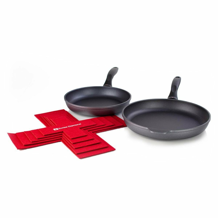 Cookware Sets * | Swiss Diamond | Hd 2-Piece Fry Pan Set + Pan Protectors