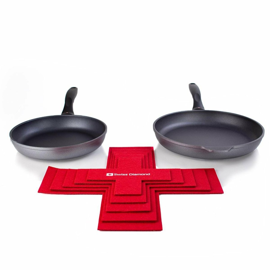 Cookware Sets * | Swiss Diamond | Hd 2-Piece Fry Pan Set + Pan Protectors