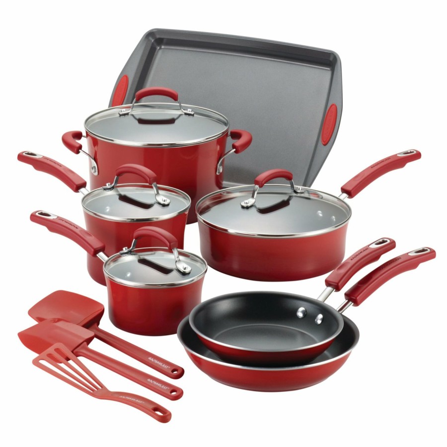 Cookware Sets * | Rachael Ray Red Gradient 14 Piece Enamel Cookware Set