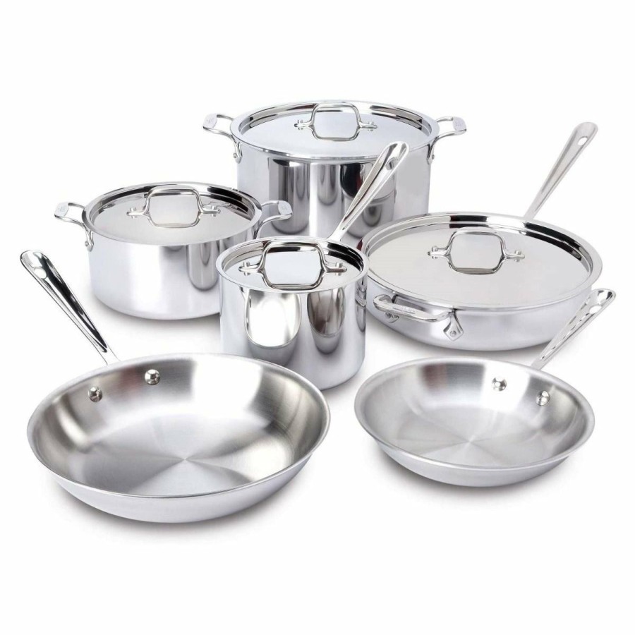 Cookware Sets * | All-Clad D3 Stainless Steel Cookware Set & Casserole Pan | 10-Piece