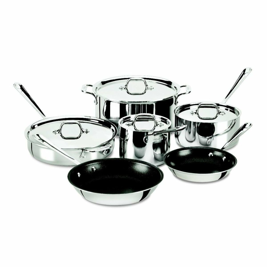 Cookware Sets * | All-Clad D3 Stainless Steel Nonstick Cookware Set | 10-Piece