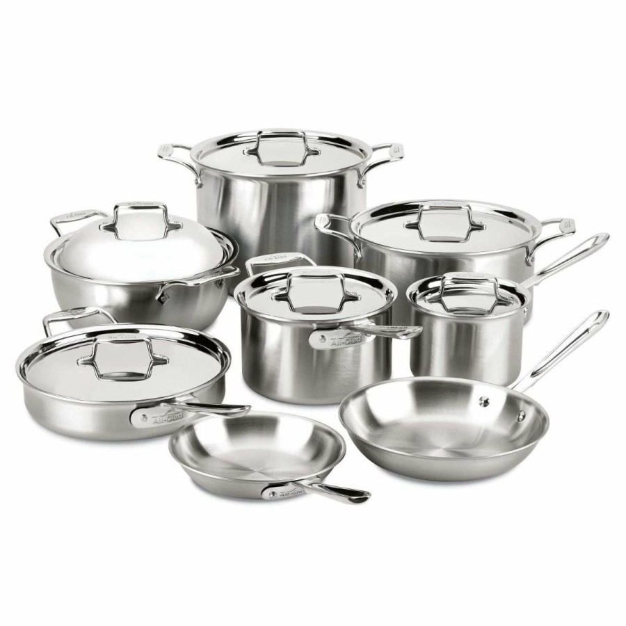 Cookware Sets * | All-Clad D5 Brushed Stainless Steel 14-Piece Cookware Set